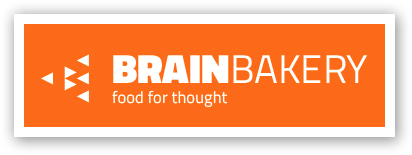 BRAINBAKERY logo op oranje